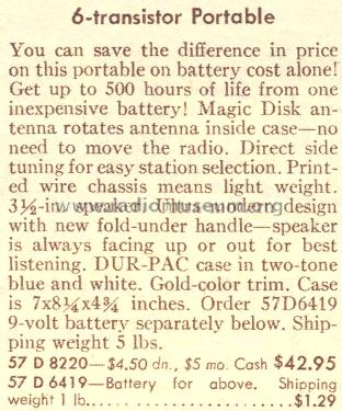 8220 Ch= 528.53140 Order=57D 8220; Sears, Roebuck & Co. (ID = 1636718) Radio