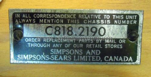 Silvertone Ch= C818.2190; Simpsons Sears Ltd.; (ID = 2557190) R-Player
