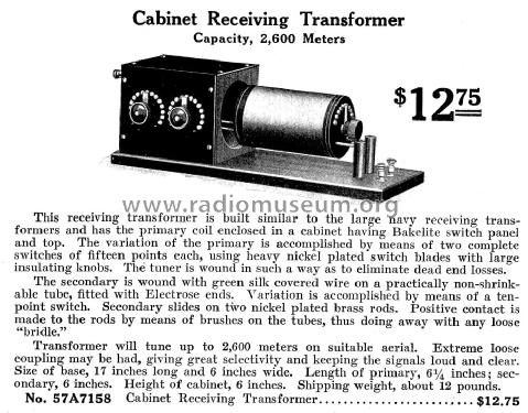 Cabinet Receiving Transformer ; Sears, Roebuck & Co. (ID = 1233628) mod-pre26