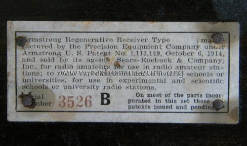 Detector Receiving Set = Crescent 1 Tube Receiver Model 4 Order= 57A 2656; Sears, Roebuck & Co. (ID = 983735) Radio