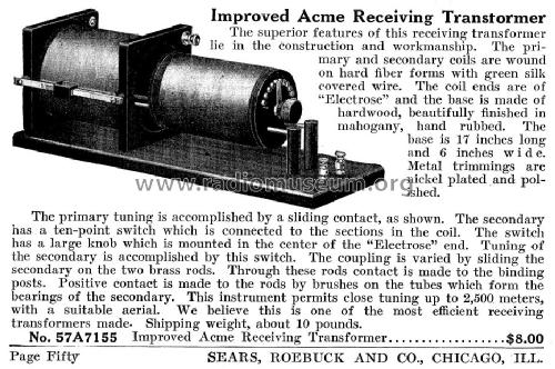 Improved Acme Receiving Transformer ; Sears, Roebuck & Co. (ID = 1233372) mod-pre26