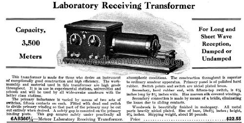 Meteor Laboratory Receiving Transformer ; Sears, Roebuck & Co. (ID = 978434) mod-pre26