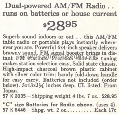 Portable Dual Power 2035 Order=57K 2035 ; Sears, Roebuck & Co. (ID = 1685300) Radio