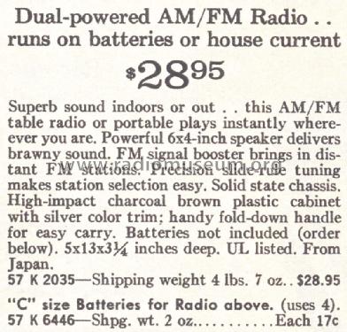 Portable Dual Power 2035 Order=57K 2035 ; Sears, Roebuck & Co. (ID = 1685300) Radio