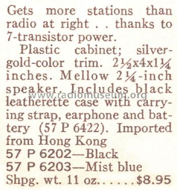 Silvertone Seven Transistor 6203 ; Sears, Roebuck & Co. (ID = 1697042) Radio
