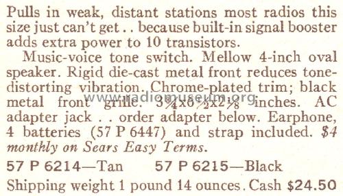 Silvertone 10 6214 Ch= 132.621401 Order=57P 6214; Sears, Roebuck & Co. (ID = 1696709) Radio