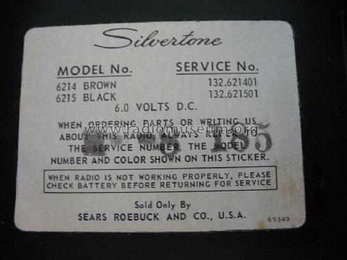 Silvertone 10 6215 Ch= 132.621501 Order=57P 6215; Sears, Roebuck & Co. (ID = 1489124) Radio
