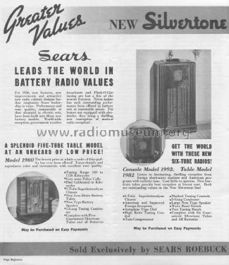 Silvertone 1982 ; Sears, Roebuck & Co. (ID = 1327035) Radio