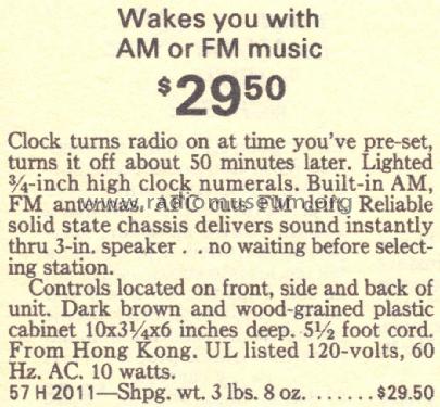 Silvertone 2011 Order= 57H 2011; Sears, Roebuck & Co. (ID = 1738941) Radio