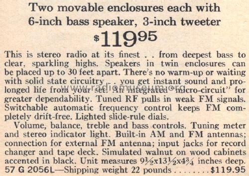 Silvertone 2056 Order=57G 2056L; Sears, Roebuck & Co. (ID = 1677861) Radio