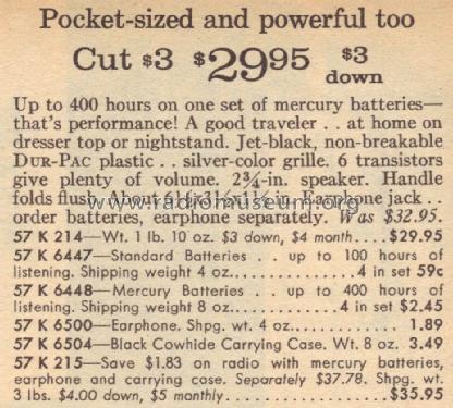 Silvertone 214 Ch= 132.48000 Order=57K 214; Sears, Roebuck & Co. (ID = 1654234) Radio