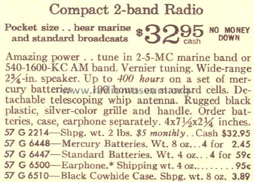 Doublet ID=237962; Sears, Roebuck & Co. (ID = 1674052) Radio