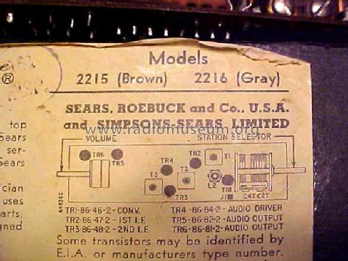 Silvertone 600 2216 Order= 57G 2216; Sears, Roebuck & Co. (ID = 1344655) Radio