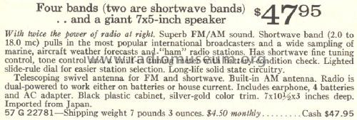 Sears 2278 4 Band Solid State Radio Ch= 564.40060; Sears, Roebuck & Co. (ID = 1677544) Radio