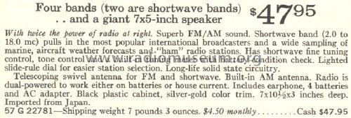 Sears 2278 4 Band Solid State Radio Ch= 564.40060; Sears, Roebuck & Co. (ID = 1677544) Radio