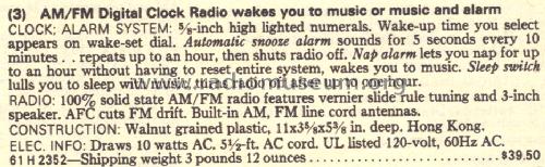 Silvertone 2352 AM/FM Clock Radio Order= 61H 2352; Sears, Roebuck & Co. (ID = 1609363) Radio