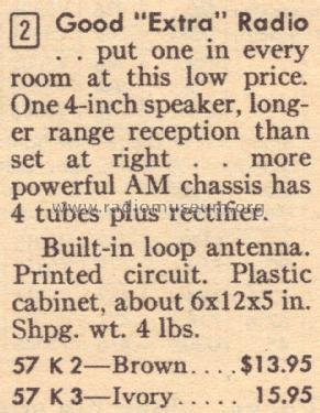 Silvertone 2 Ch= 132.44302 Order=57K 2; Sears, Roebuck & Co. (ID = 1660761) Radio
