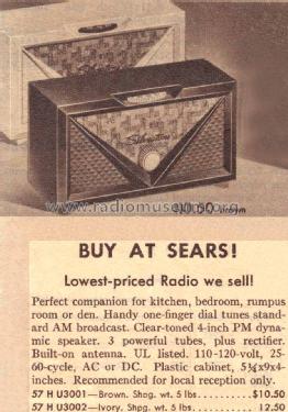 Silvertone 3002 Ch= 132.054 Order=57D 03002; Sears, Roebuck & Co. (ID = 1601542) Radio