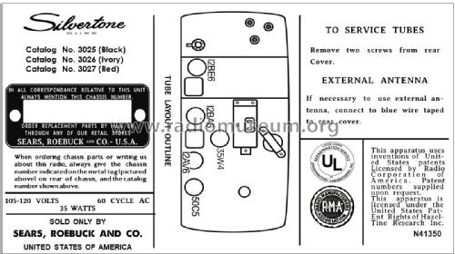 Silvertone 3026 Ch= 132.066 Order=57D 03026; Sears, Roebuck & Co. (ID = 2887131) Radio