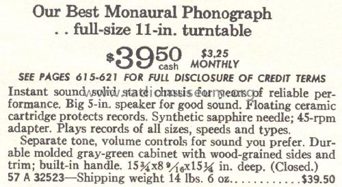 Silvertone 32523 Order= 57A 32523; Sears, Roebuck & Co. (ID = 1724173) R-Player