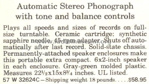 Silvertone 32624 Order= 57W 32624C; Sears, Roebuck & Co. (ID = 1729145) R-Player