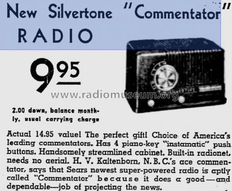 Silvertone Order= 57H 3351 Ch= 132.802 ; Sears, Roebuck & Co. (ID = 1296535) Radio