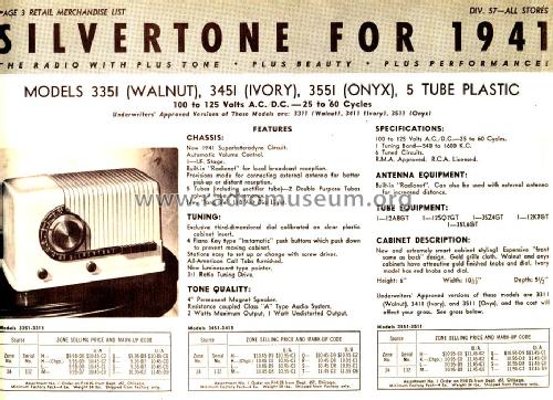 Silvertone Order= 57H 3351 Ch= 132.802 ; Sears, Roebuck & Co. (ID = 1289524) Radio