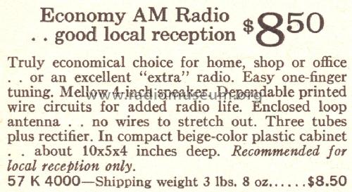 Silvertone 4000 Ch= 132.63901 Order=57K 4000; Sears, Roebuck & Co. (ID = 1690189) Radio