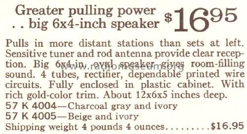 Silvertone 4004 Ch= 132.69101 Order=57K 4004; Sears, Roebuck & Co. (ID = 1690217) Radio