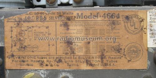 Silvertone 4664 Ch= 101.480 Order= 57F 4664; Sears, Roebuck & Co. (ID = 1692366) Radio