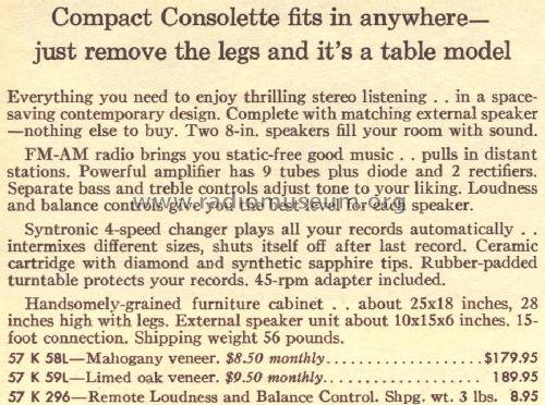 Silvertone 58 Ch= 528.53640 Ch= 528.59480 Order=57K 58L; Sears, Roebuck & Co. (ID = 1665633) Radio