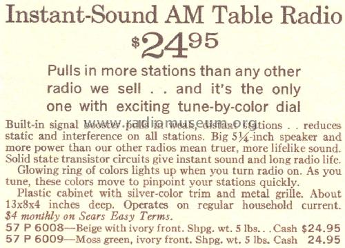Silvertone 6008 Ch= 132.91101 Order=57P 6008; Sears, Roebuck & Co. (ID = 1699470) Radio
