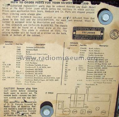 Silvertone 6018 Ch= 757.20000 Order=57H U6018; Sears, Roebuck & Co. (ID = 1405563) Radio