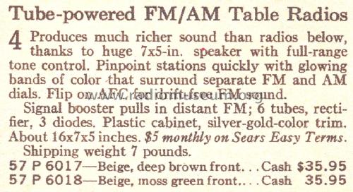 Silvertone 6018 Ch- 132.601801 Order=57P 6018; Sears, Roebuck & Co. (ID = 1699860) Radio