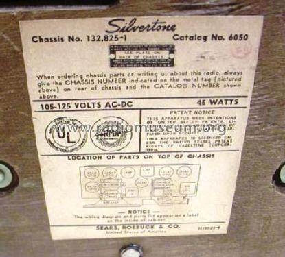 Silvertone 6050 Ch= 132.825; Sears, Roebuck & Co. (ID = 144439) Radio