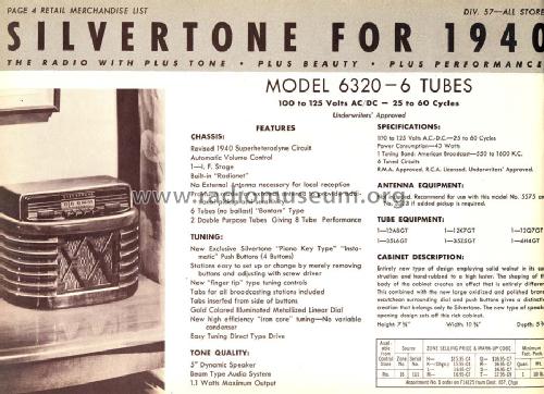 Silvertone Order= 57D 6320 Ch= 101.585; Sears, Roebuck & Co. (ID = 1291166) Radio