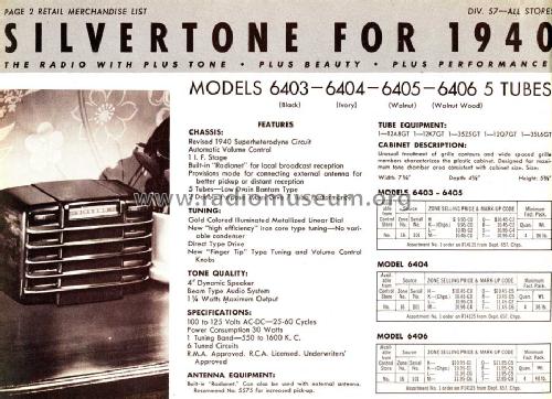 Silvertone Order= 57D 6403 Ch= 101.566 ; Sears, Roebuck & Co. (ID = 1291597) Radio