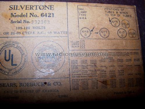 Silvertone 6421 Ch= 101.571; Sears, Roebuck & Co. (ID = 2887623) Radio