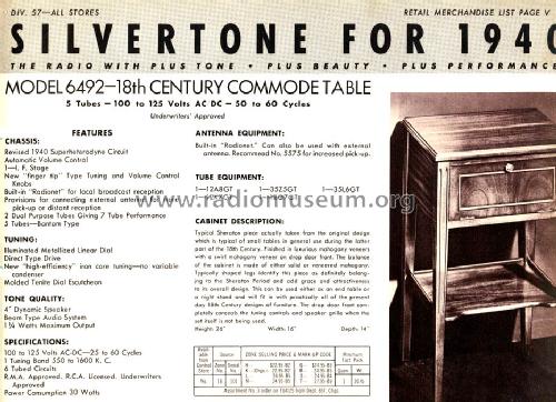Silvertone 6492 Ch= 101.566 to ; Sears, Roebuck & Co. (ID = 1292495) Radio