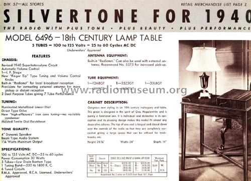 Silvertone 6496 Ch= 101.566 to ; Sears, Roebuck & Co. (ID = 1293405) Radio