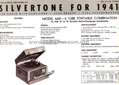 Silvertone Order= 57H 6651 Ch= 110.402; Sears, Roebuck & Co. (ID = 1291068) Radio
