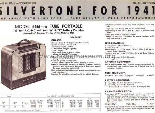 Silvertone 6661 Ch= 101.621-1 ; Sears, Roebuck & Co. (ID = 1291088) Radio
