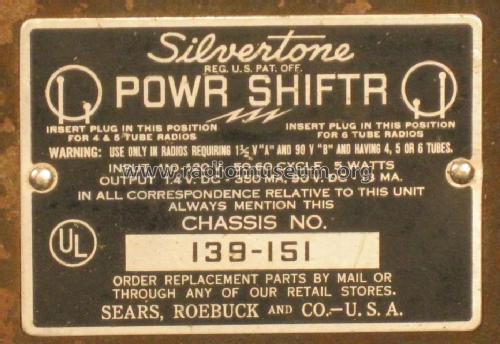 Silvertone Powr Shiftr 6686 Ch= 139.151; Sears, Roebuck & Co. (ID = 1239668) Strom-V