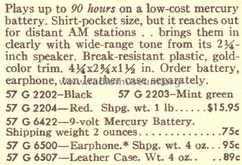Silvertone 2204 - 6 Transistor Ch= 132.62901 Order=57G 2204; Sears, Roebuck & Co. (ID = 1673781) Radio