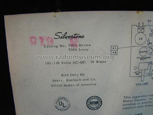 Silvertone 7003 Ch= 132-41000; Sears, Roebuck & Co. (ID = 1468519) Radio