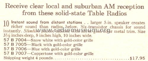 Silvertone 7007 Ch= 132.98801 Order= 57B 7007; Sears, Roebuck & Co. (ID = 1708690) Radio