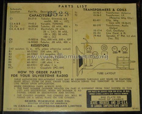 Silvertone 7018 Ch= 528.46500; Sears, Roebuck & Co. (ID = 1809982) Radio