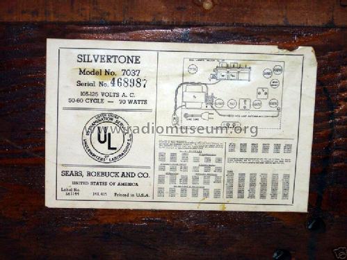 Silvertone 7037 Order= 57K 7037 Ch= 141.415; Sears, Roebuck & Co. (ID = 378244) Radio