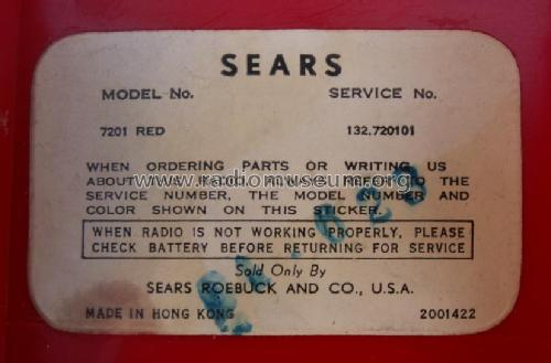 Silvertone 7201 Order= 57B 7201; Sears, Roebuck & Co. (ID = 1748772) Radio