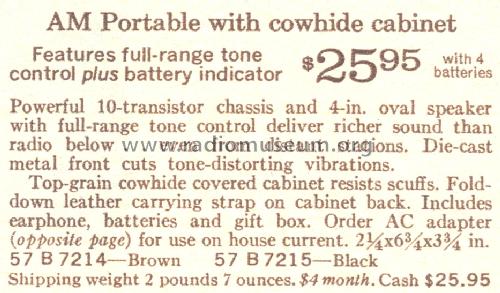 Silvertone 7214 Order= 57B 7214; Sears, Roebuck & Co. (ID = 1709465) Radio